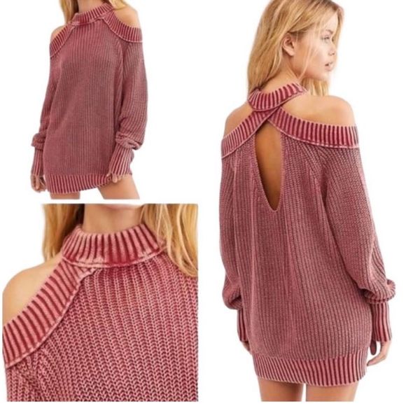 Free People Sweaters - Free People Womens Half Moon Knit Red Sweater Size Small Oversized